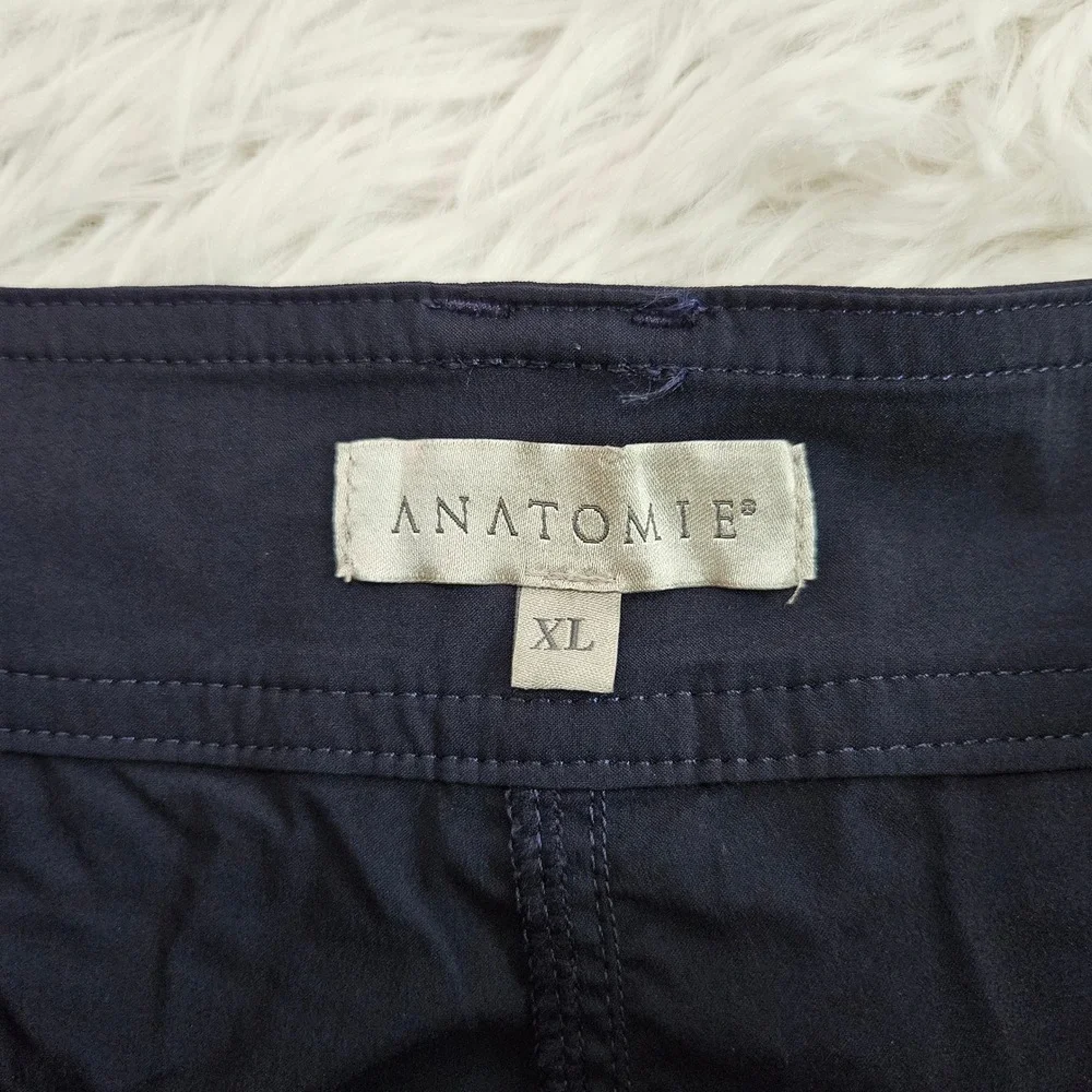 Anatomie Women Susan Skinny Ankle Pant Navy Blue Ankle Zip Lightweight Sz XL